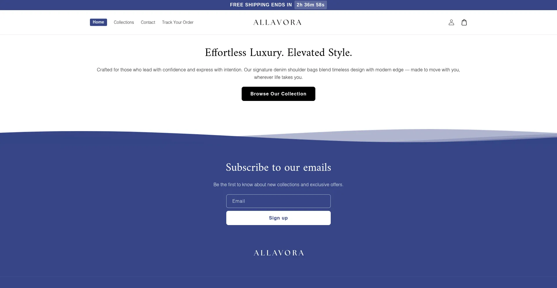 Website screenshot of Allavora.com