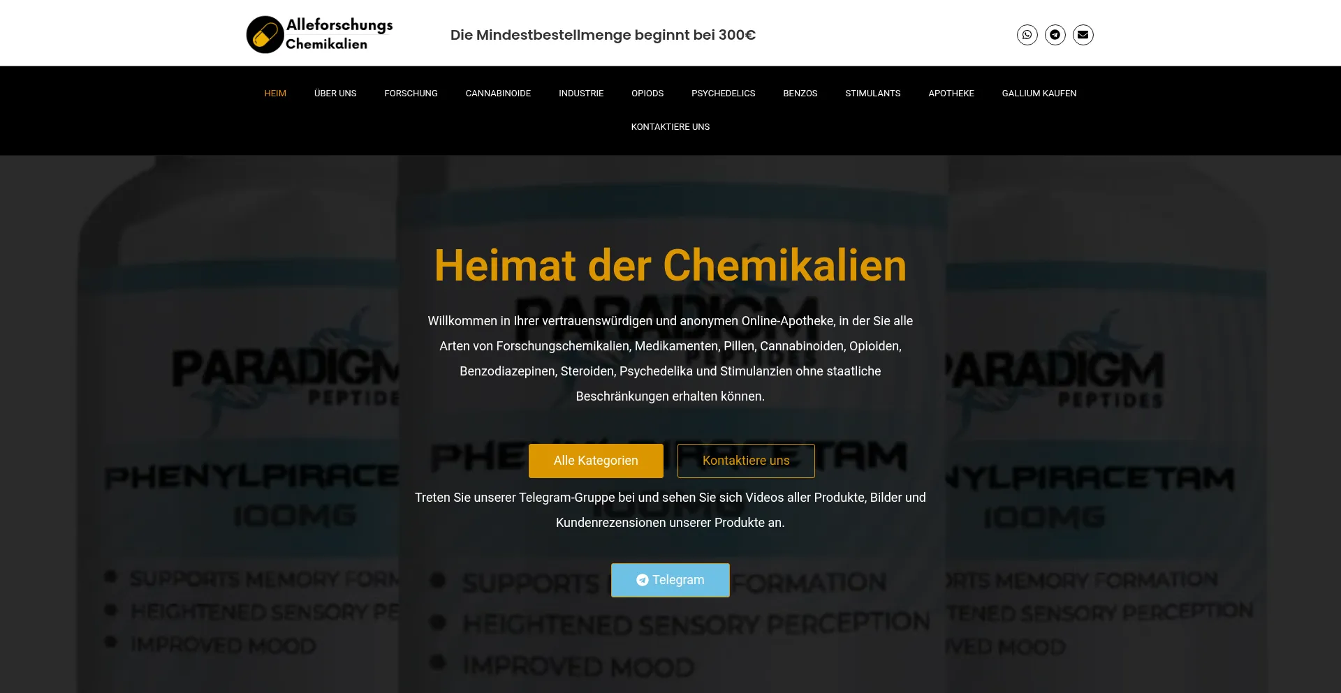 Website screenshot of Alleforschungschemikalien.de