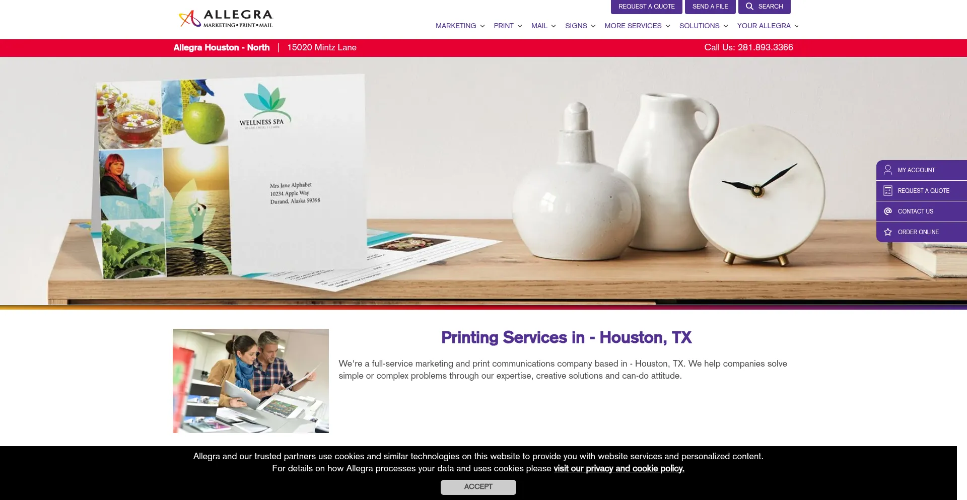 Website screenshot of Allegrahouston.com