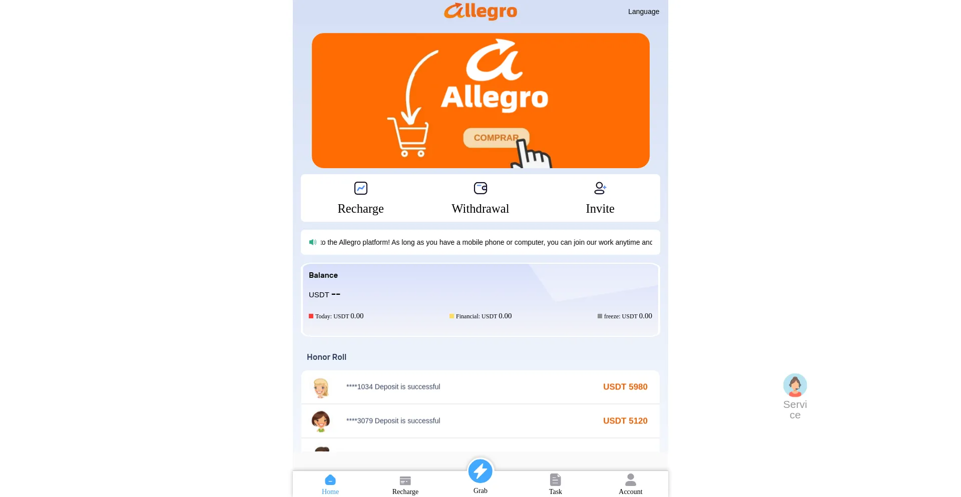 Website screenshot of Allegro02.com