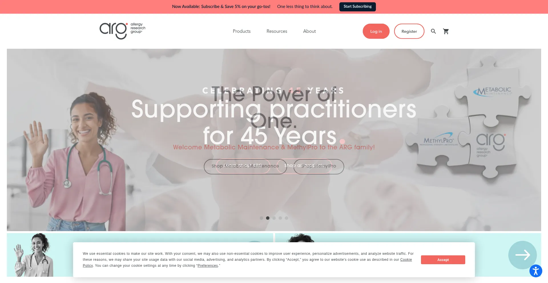 Website screenshot of Allergyresearchgroup.com
