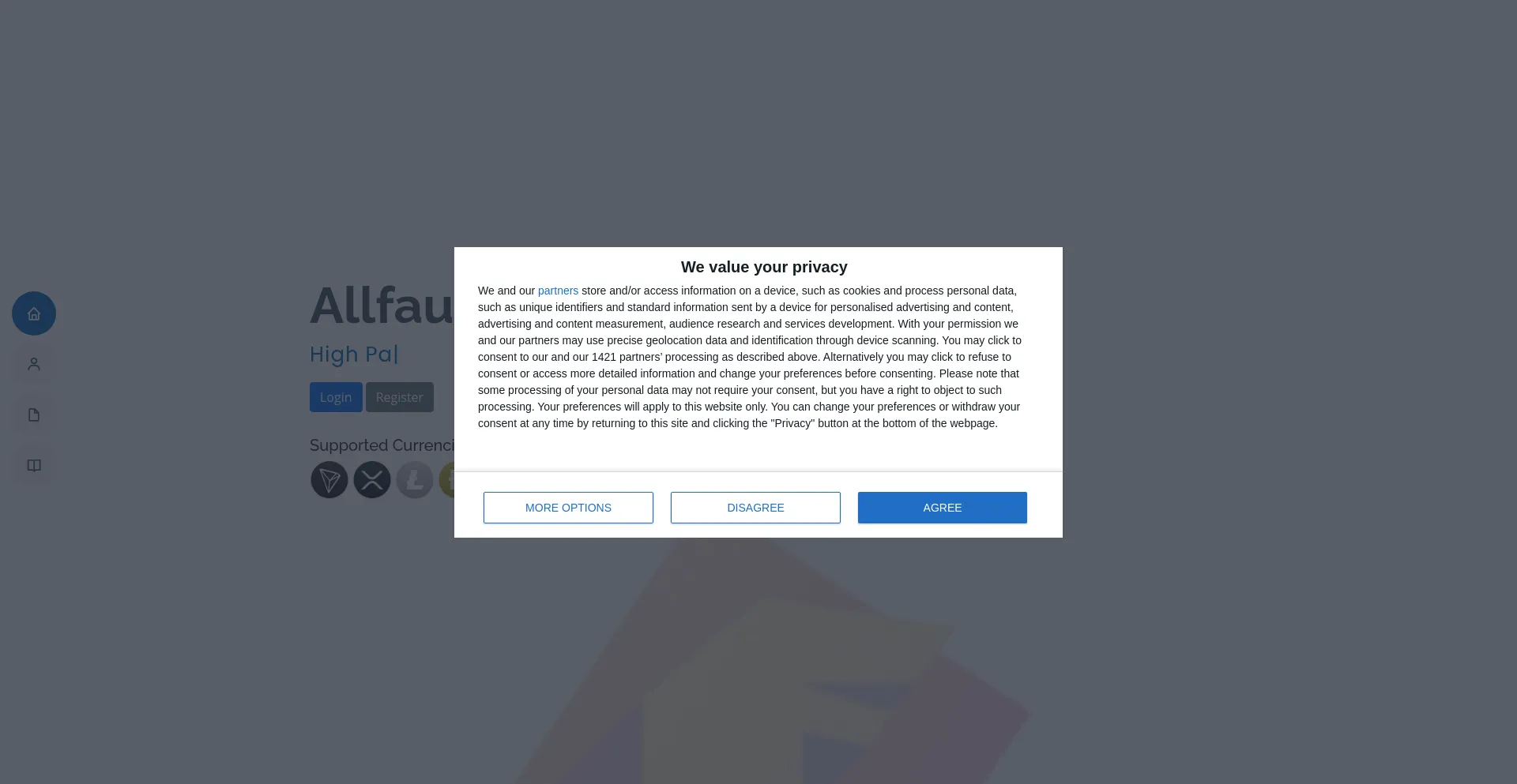 Website screenshot of Allfaucet.xyz