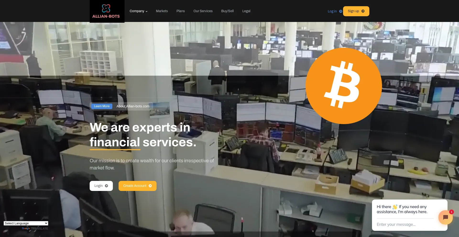 Website screenshot of Allian-bots.com