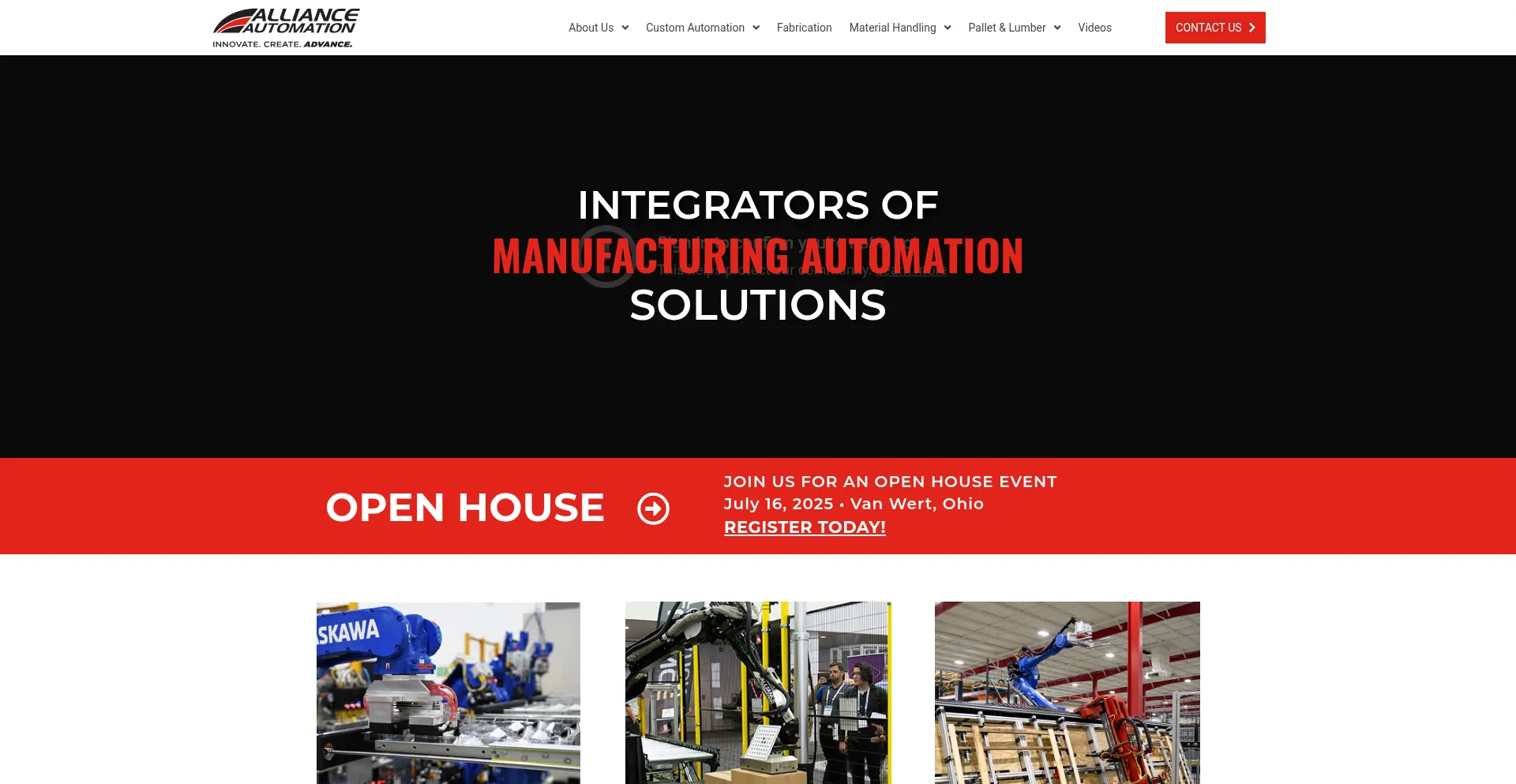 Website screenshot of Allianceautomation.com