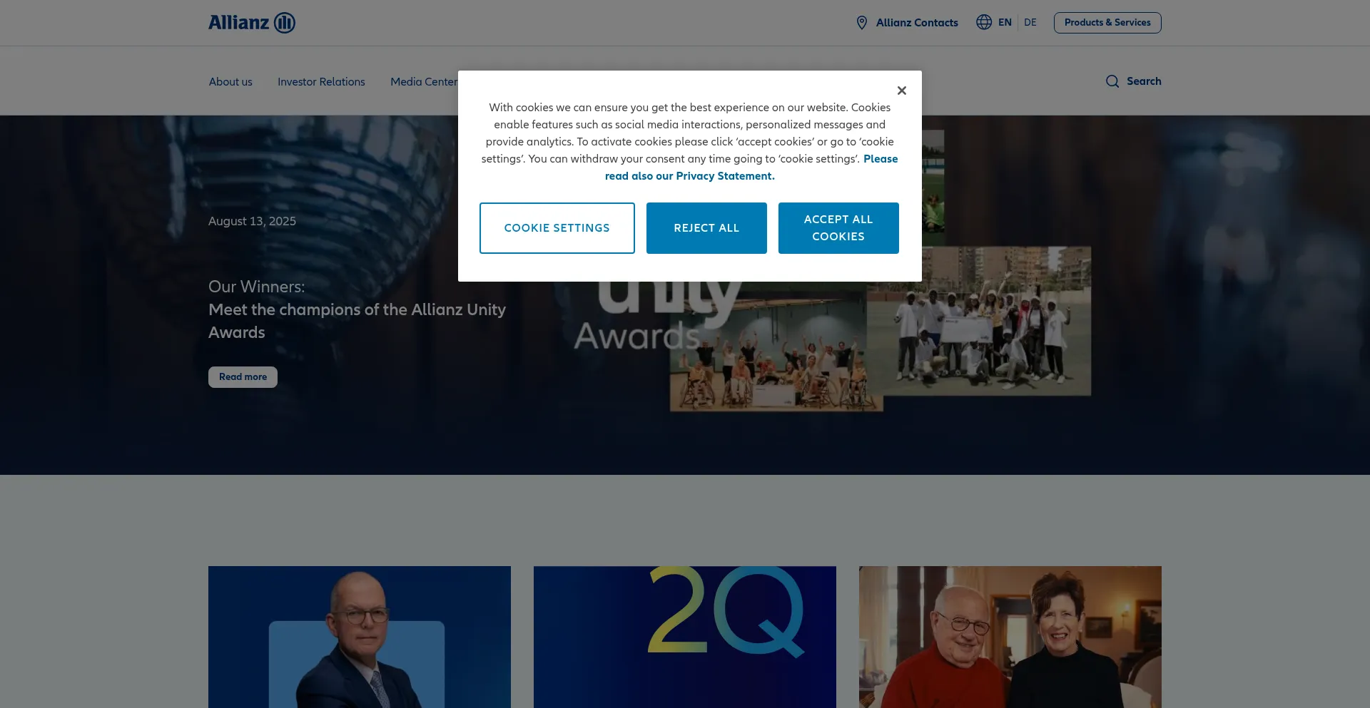 Website screenshot of Allianz.com