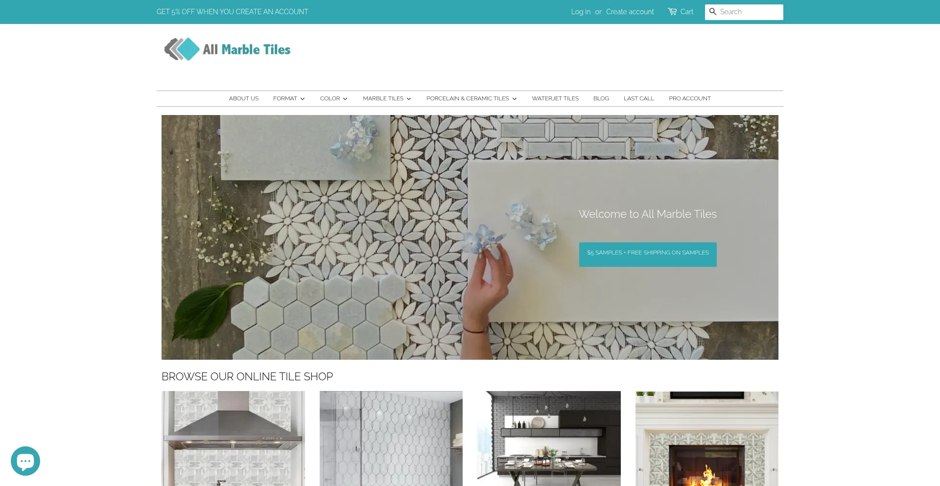 Website screenshot of Allmarbletiles.com