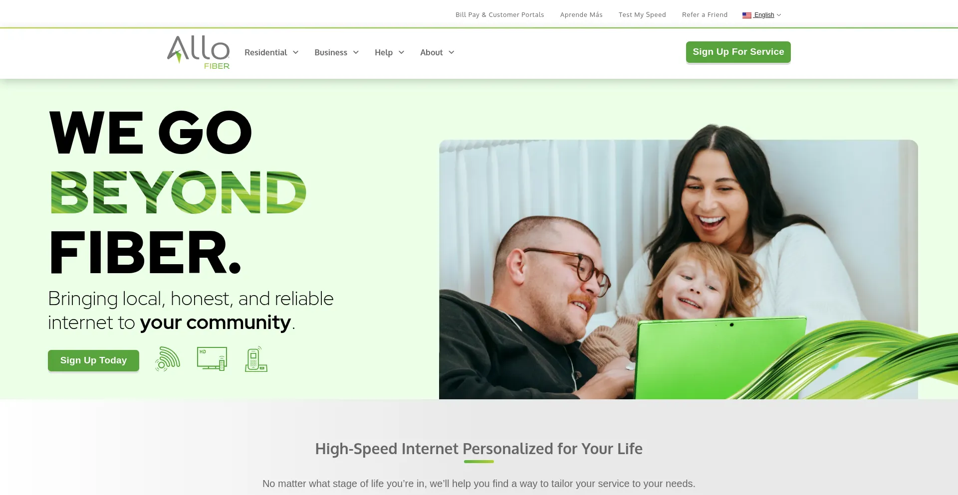 Website screenshot of Allocommunications.com