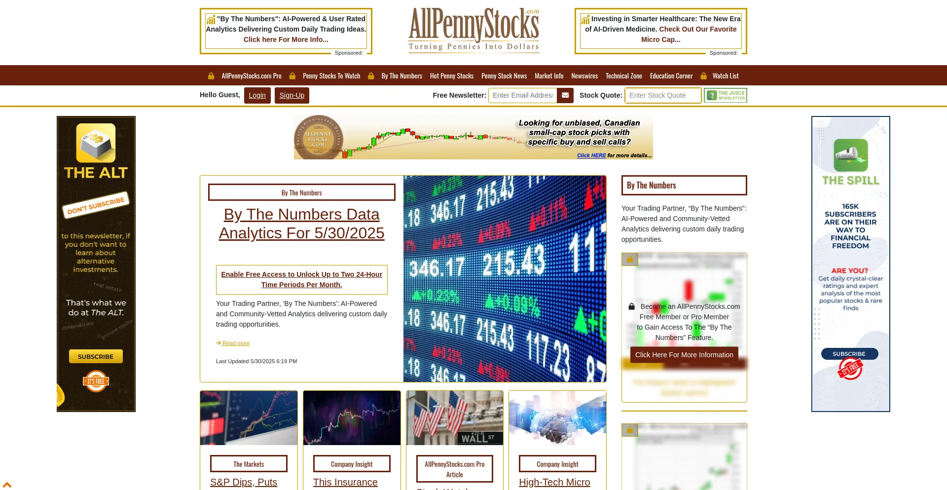 Website screenshot of Allpennystocks.com