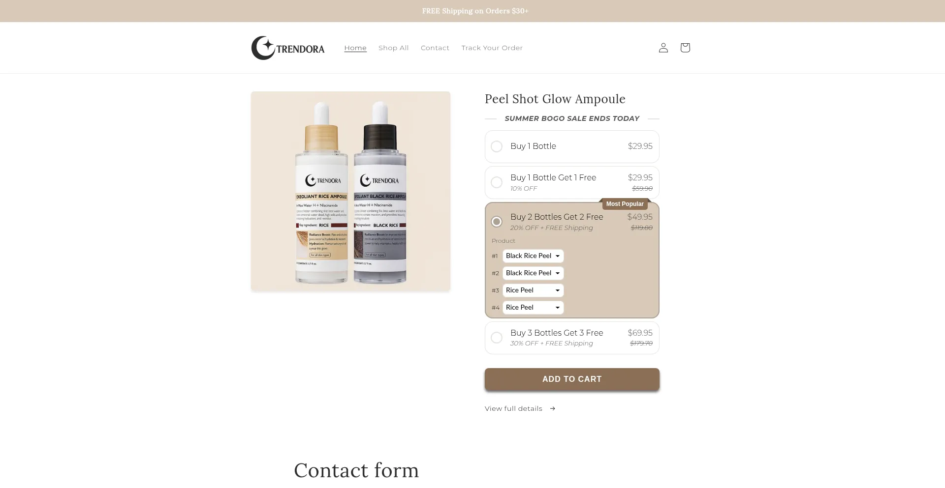 Website screenshot of Alltrendora.store