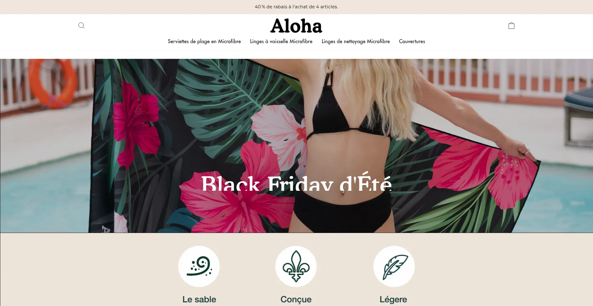 Website screenshot of Alohatowel.ca