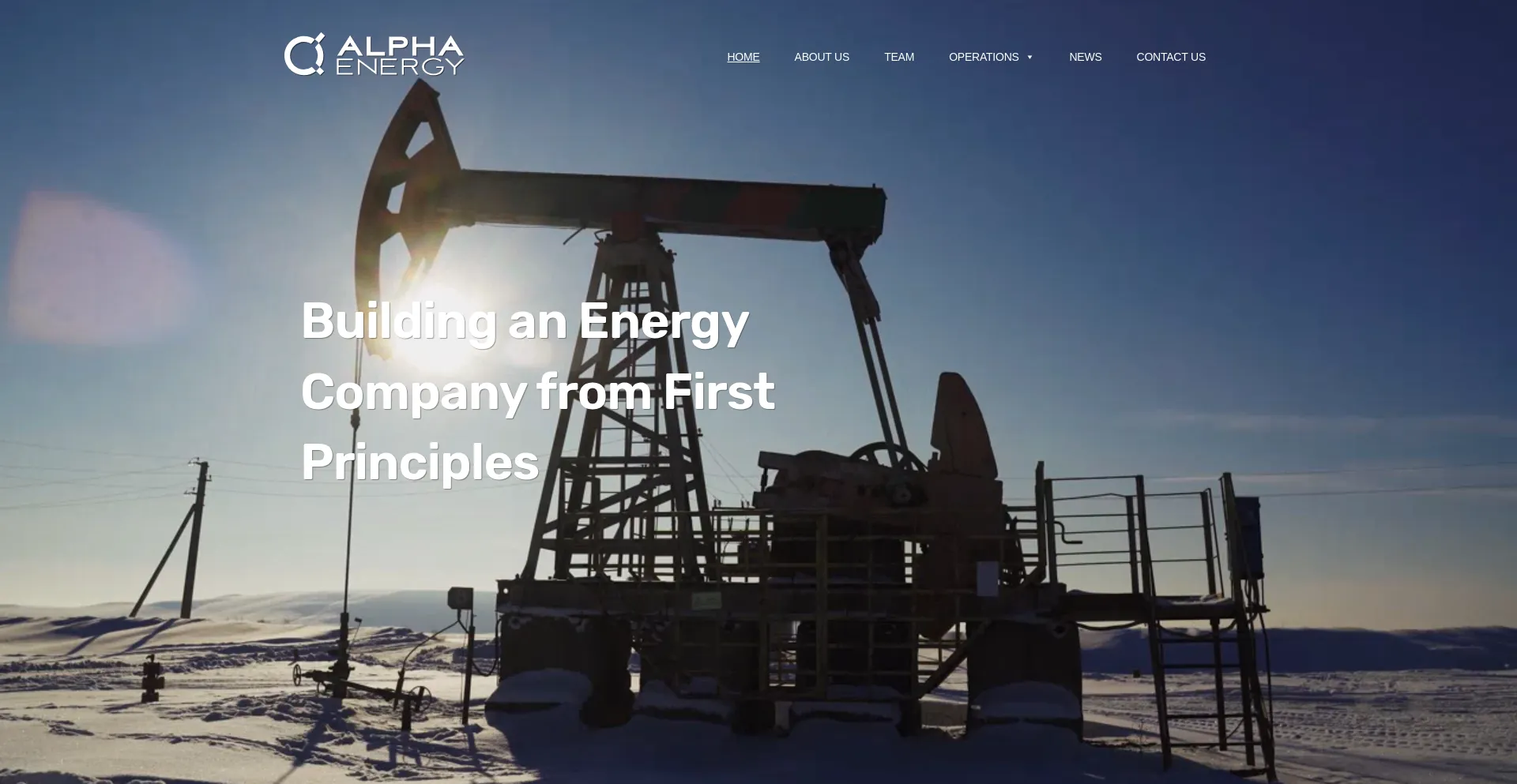 Website screenshot of Alpha.energy