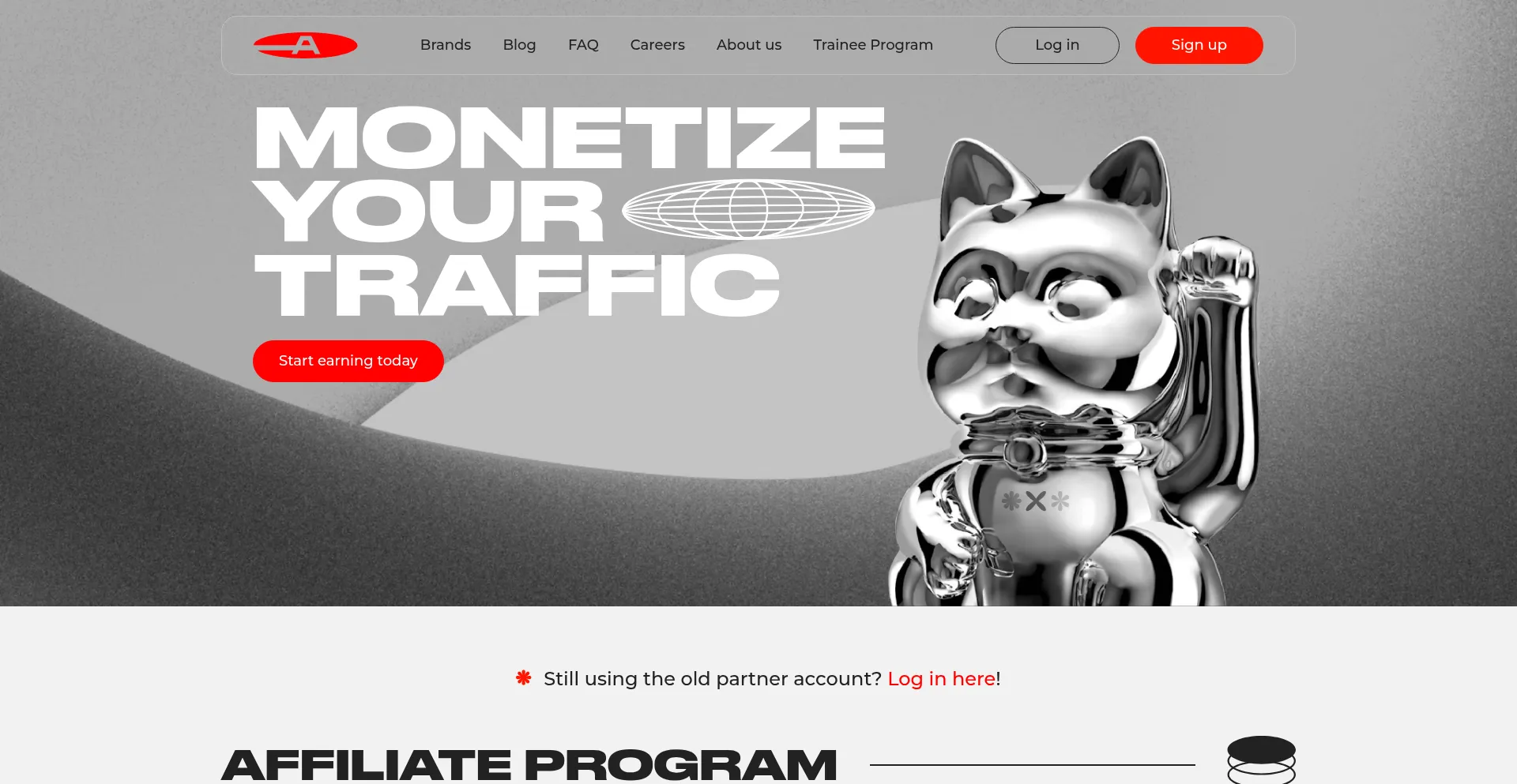 Website screenshot of Alpha-affiliates.com