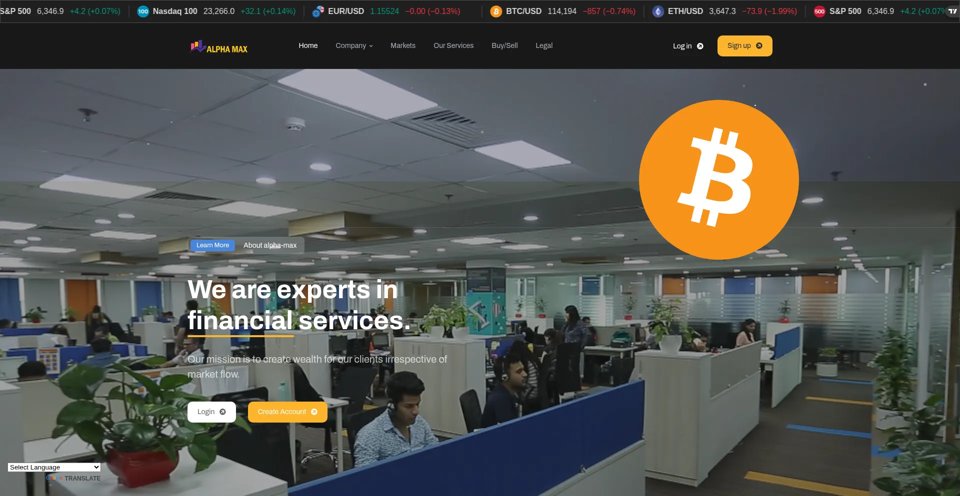Website screenshot of Alpha-max.org