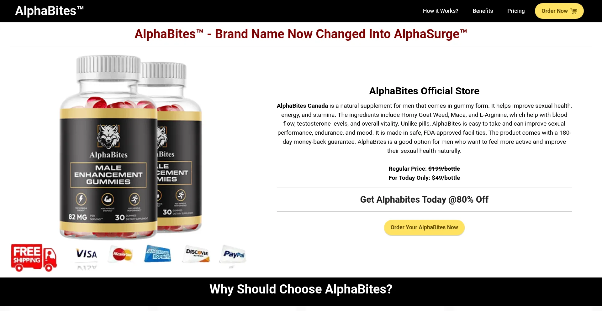 Website screenshot of Alphabites.ca