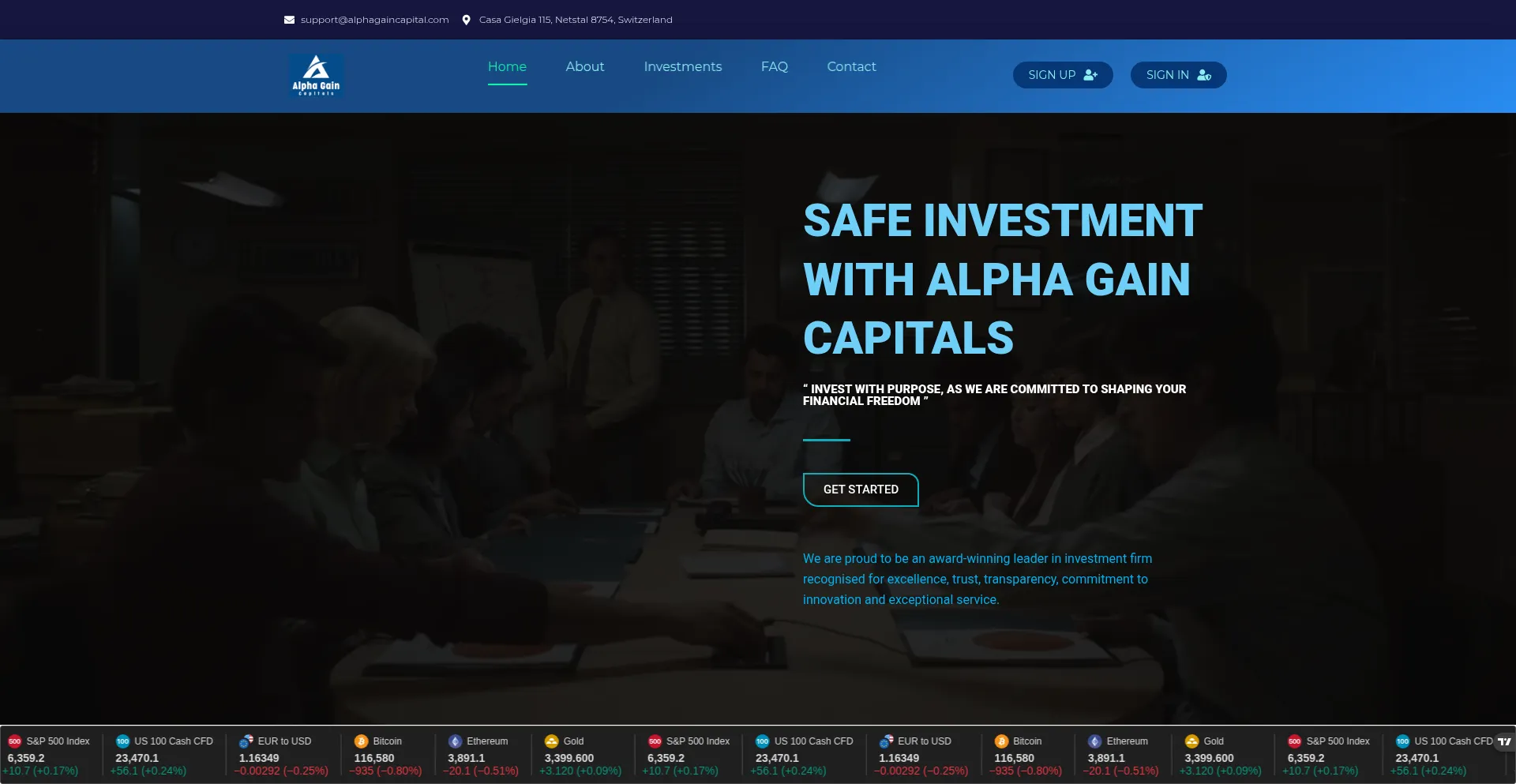 Website screenshot of Alphagaincapital.com