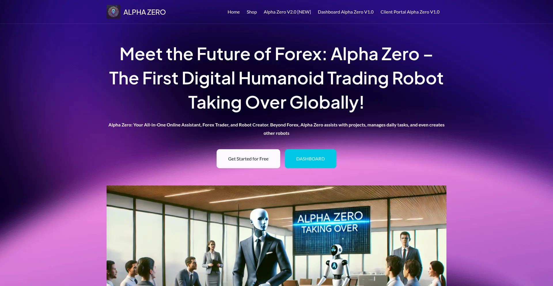 Website screenshot of Alphazerotrader.com