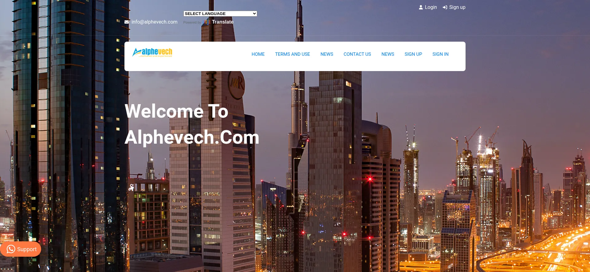 Website screenshot of Alphevech.com