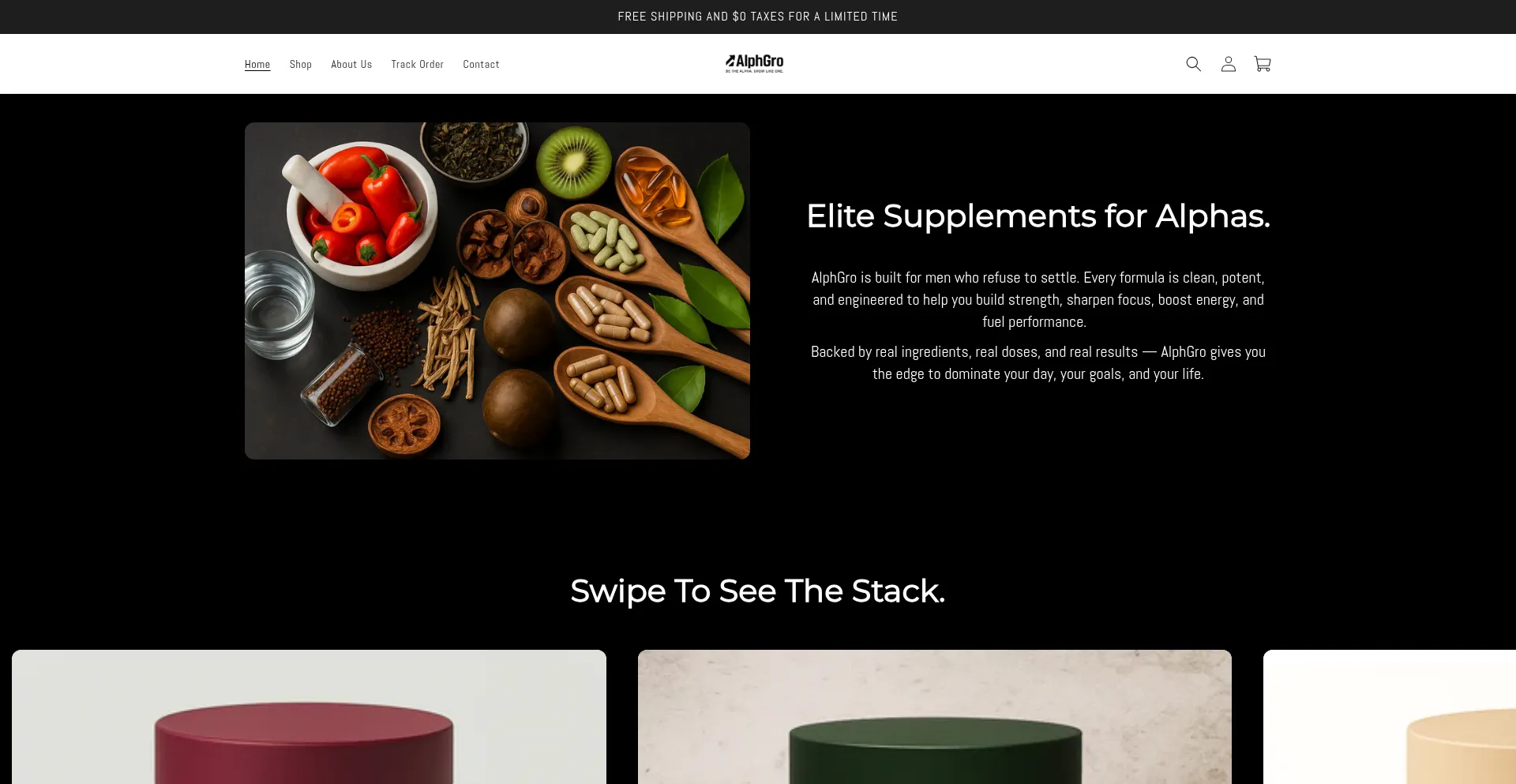 Website screenshot of Alphgro.com