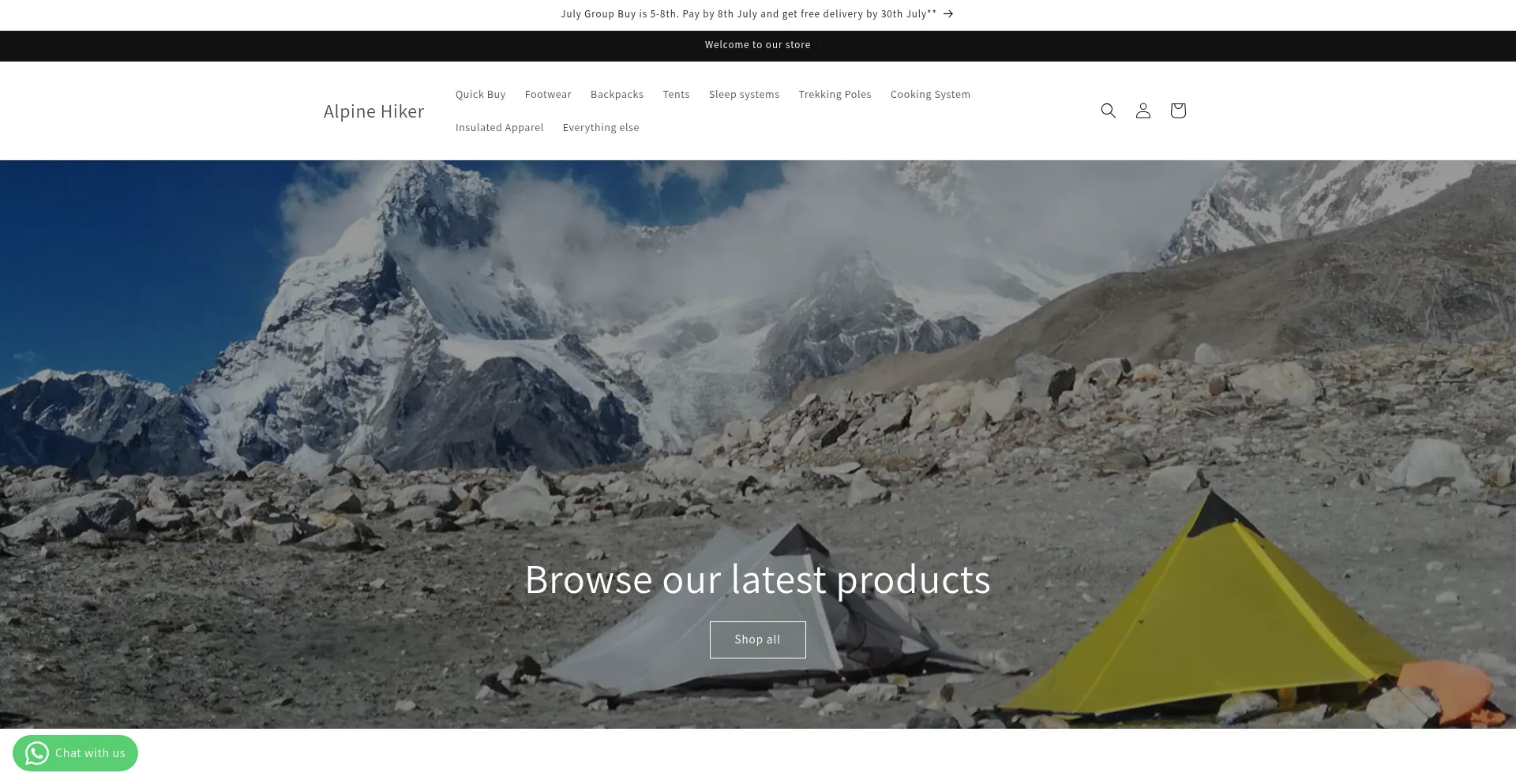Website screenshot of Alpinehiker.in