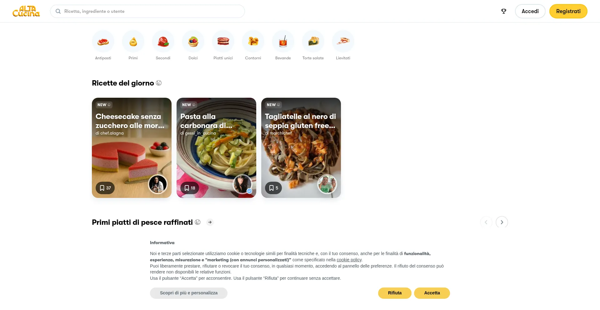 Website screenshot of Altacucina.co