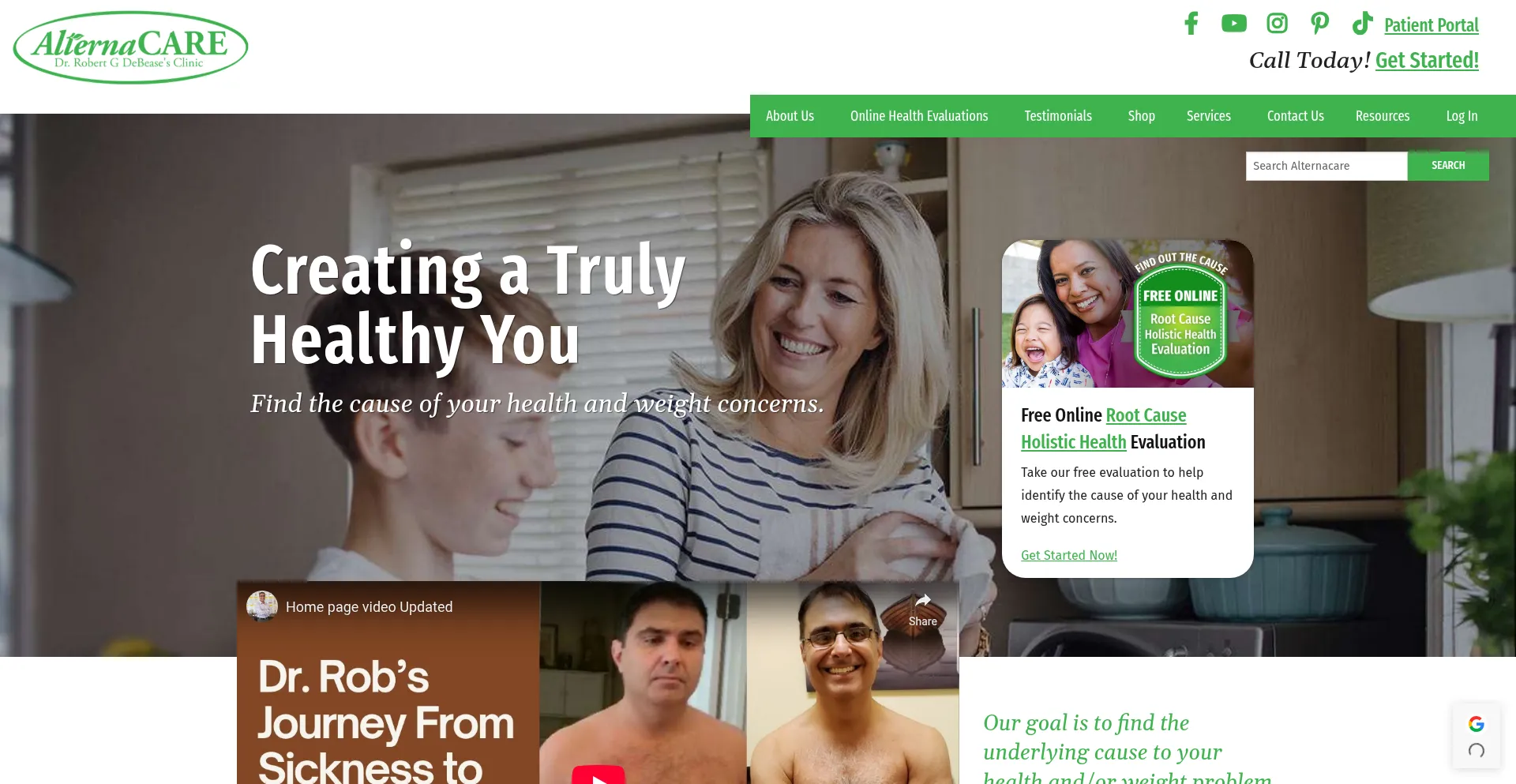 Website screenshot of Alternacareinc.com