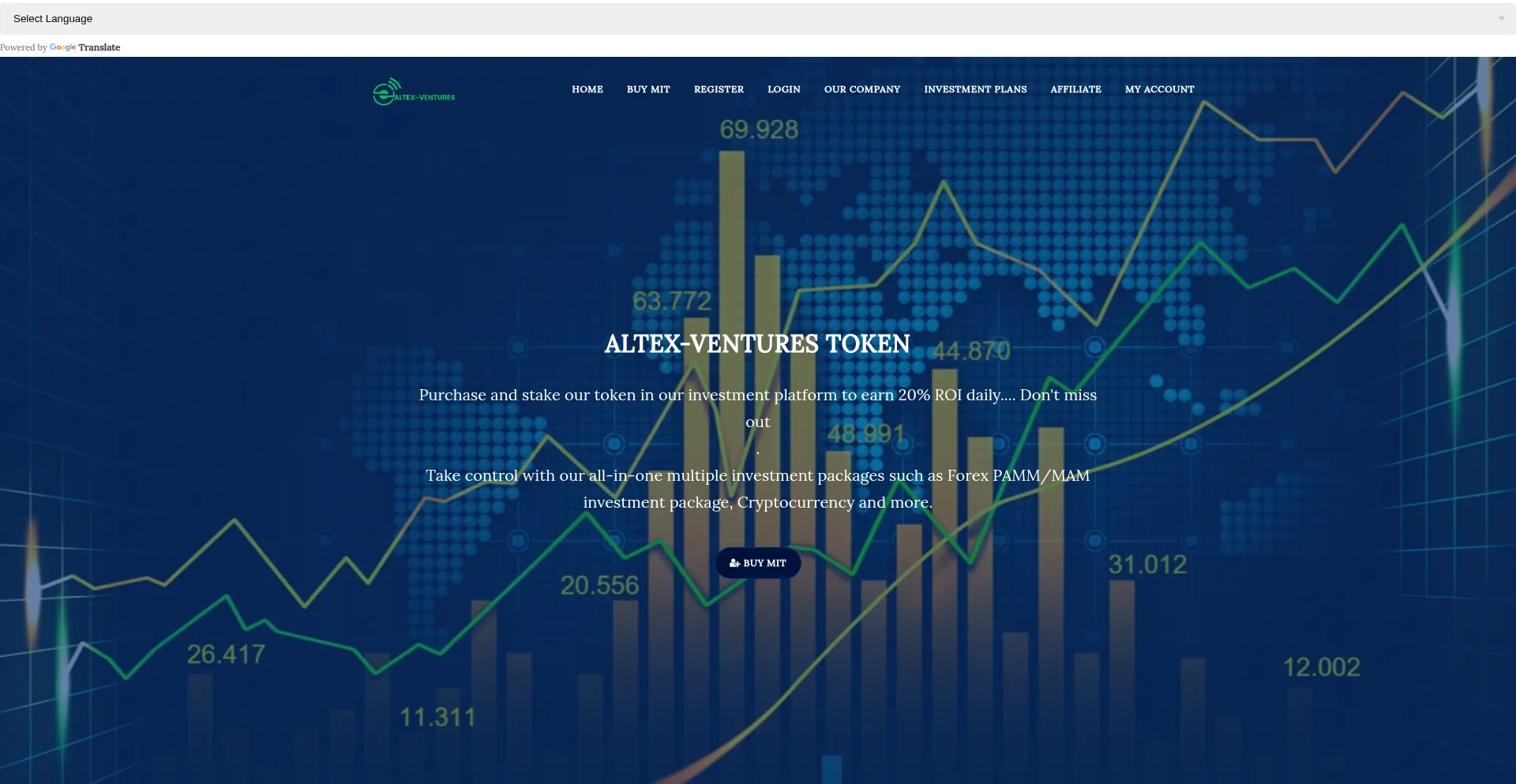 Website screenshot of Altex-ventures.com