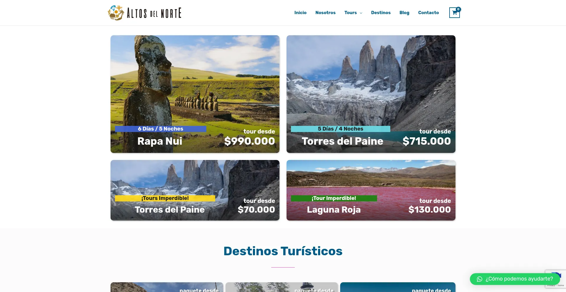 Website screenshot of Altosdelnorte.cl