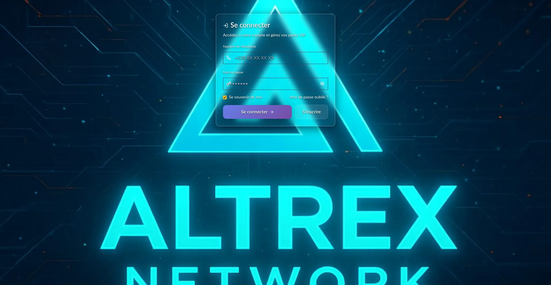 Website screenshot of Altrex-network.com