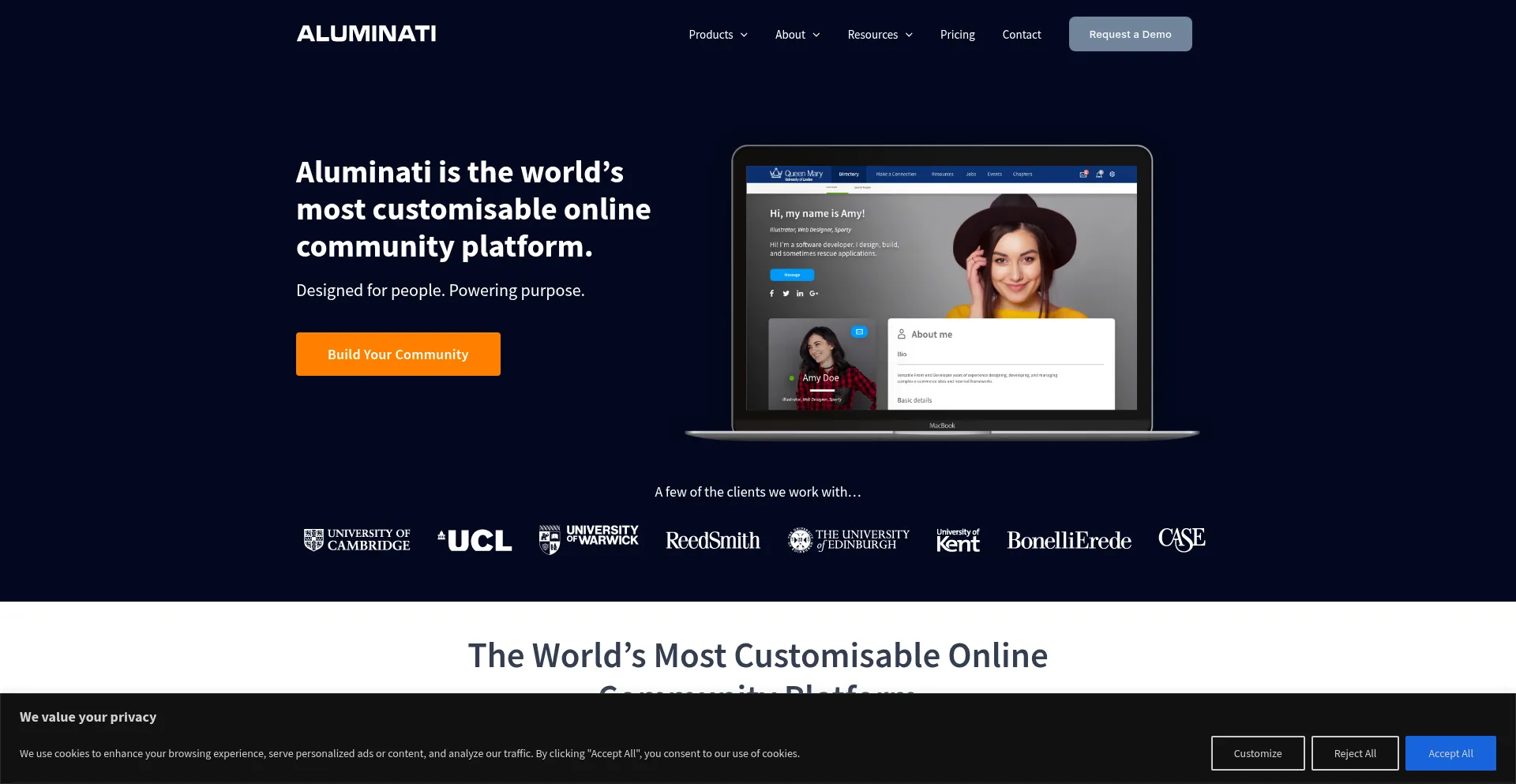 Website screenshot of Aluminati.net