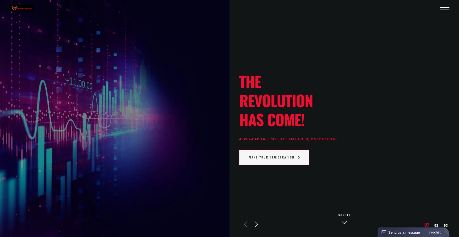 Website screenshot of Alvex-capitals.site