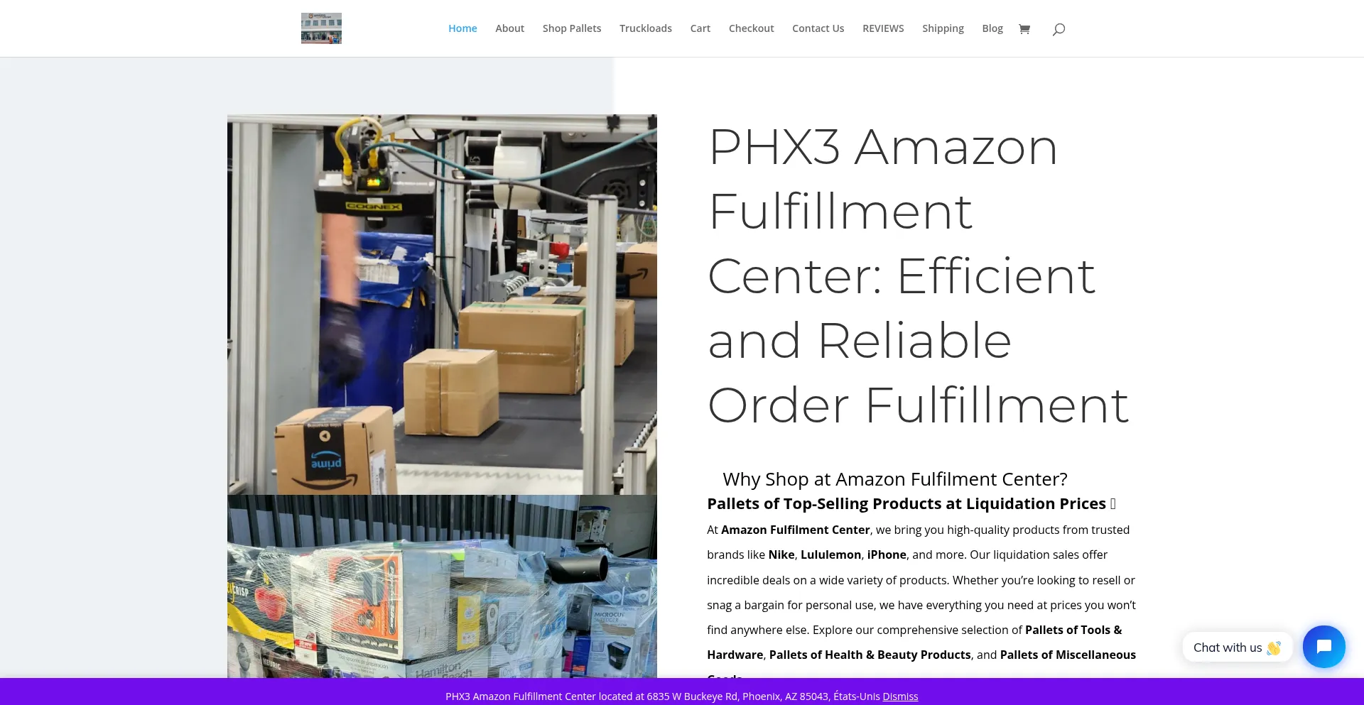 Website screenshot of Amazonfulfilmentcenter.com