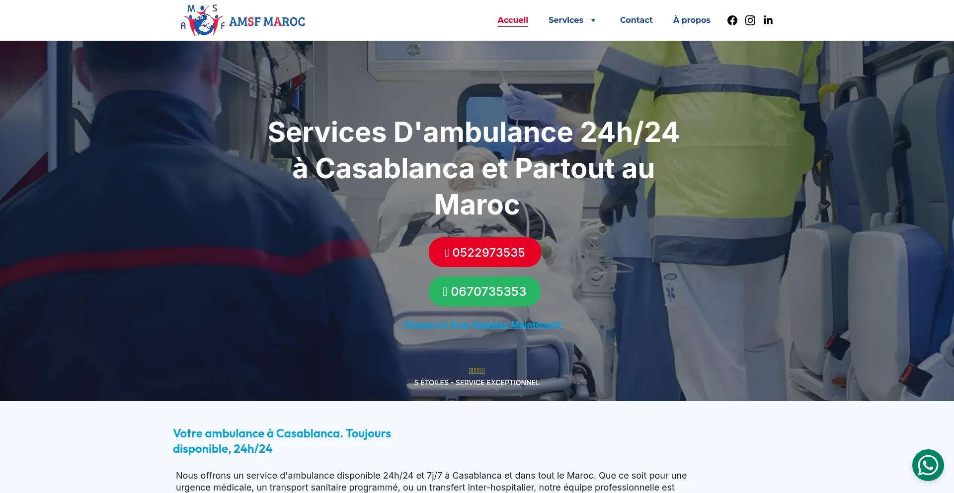 Website screenshot of Ambulancecasa.com