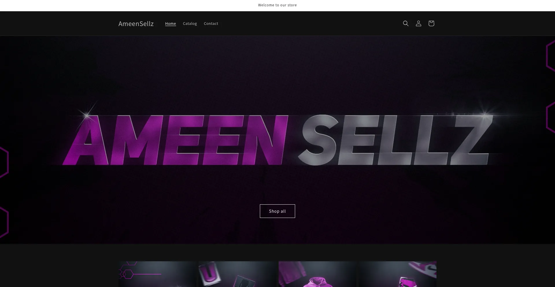 Website screenshot of Ameensellz.shop