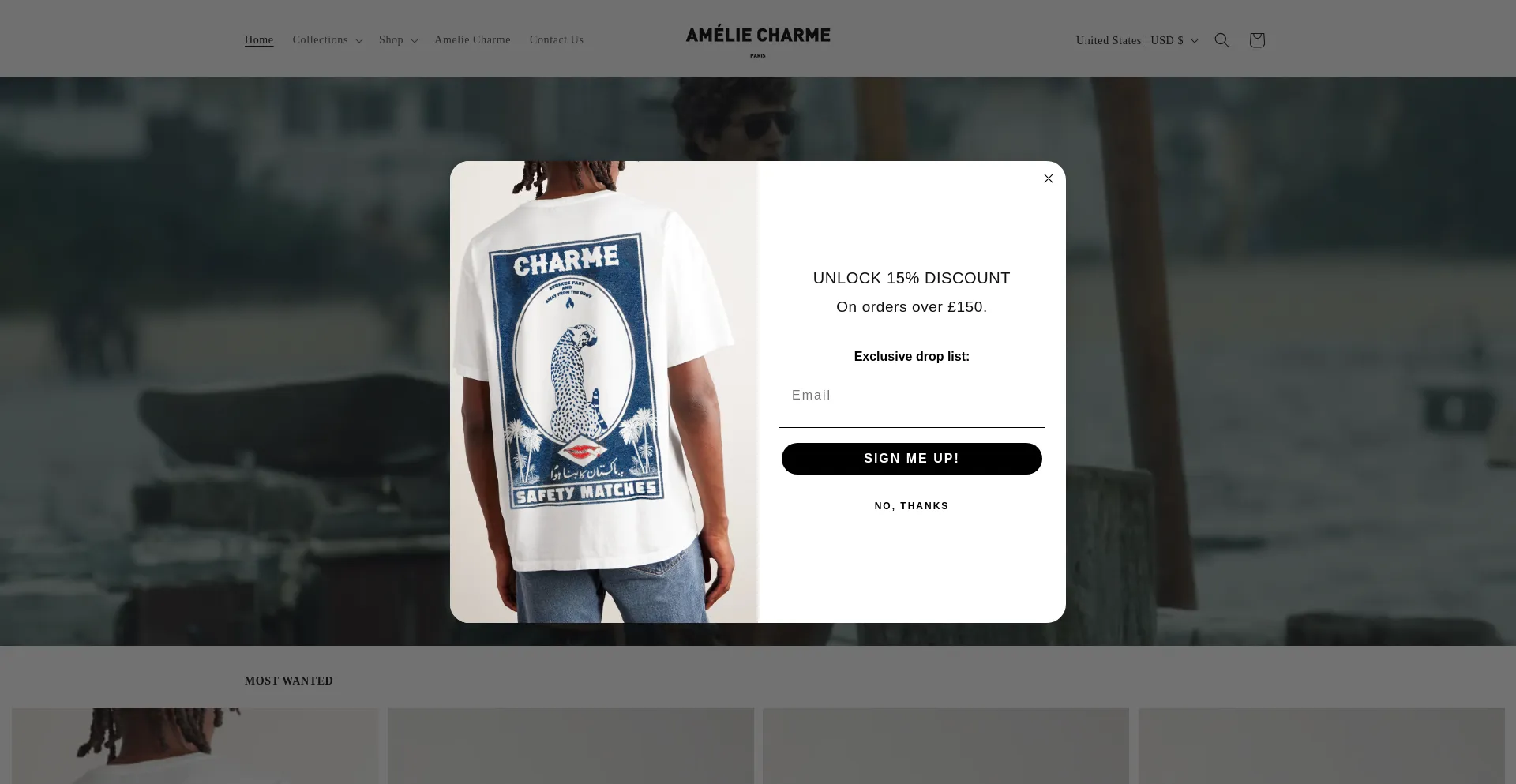 Website screenshot of Ameliecharme.com