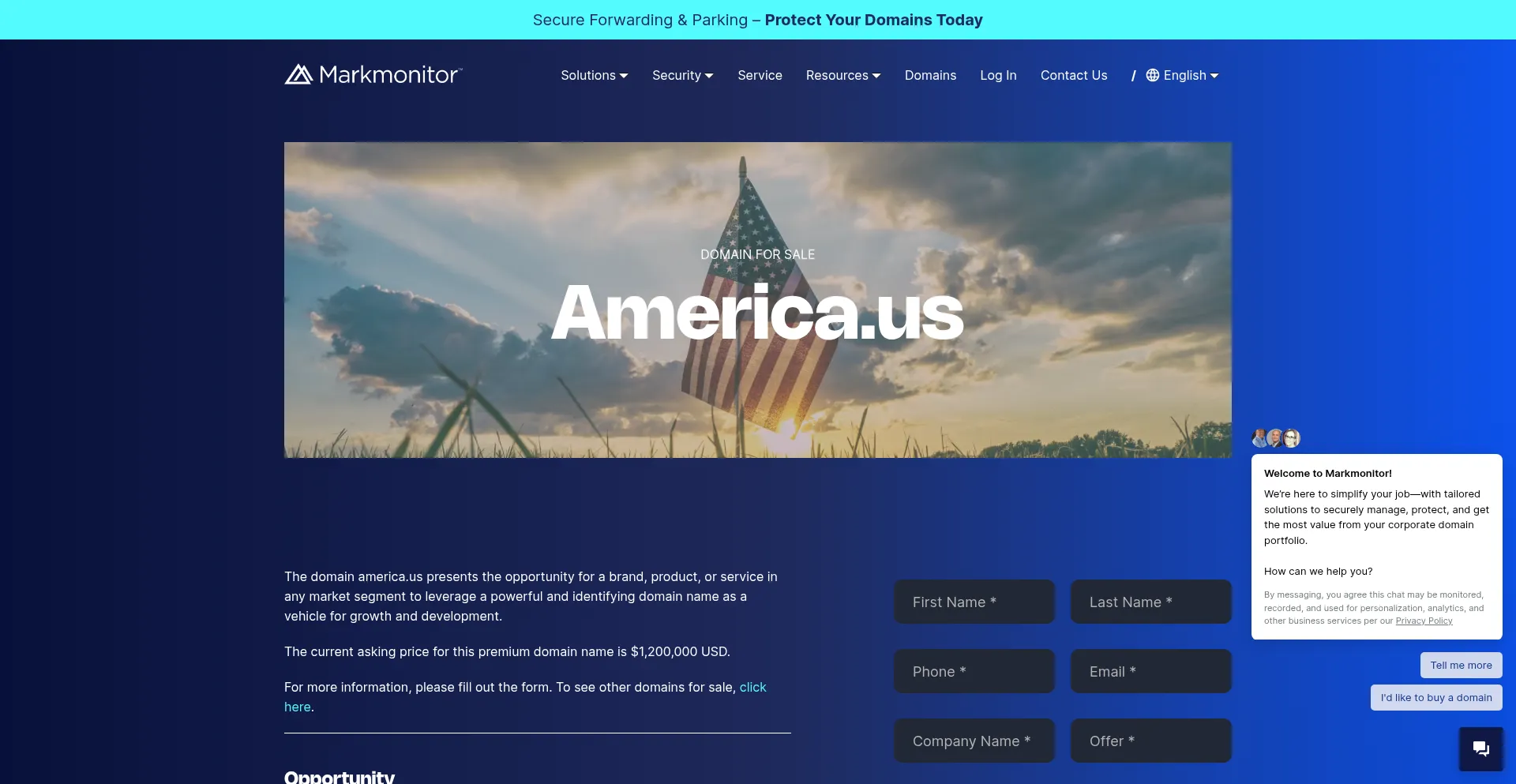Website screenshot of America.us