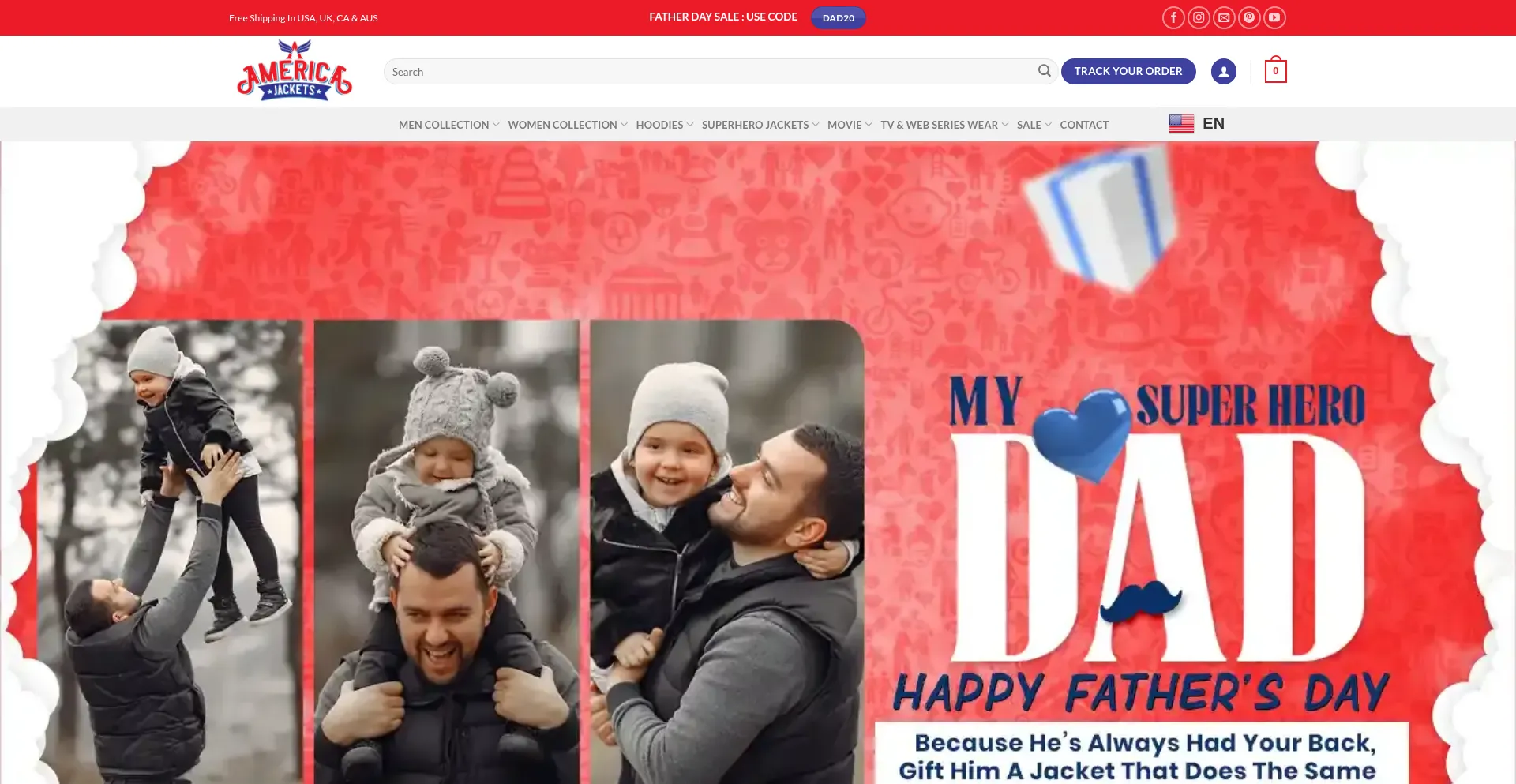 Website screenshot of Americajackets.com