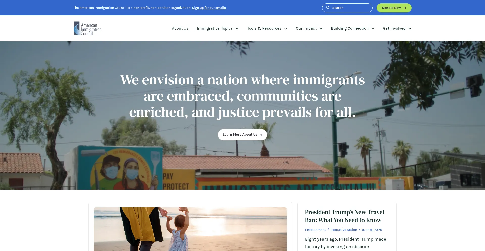 Website screenshot of Americanimmigrationcouncil.org