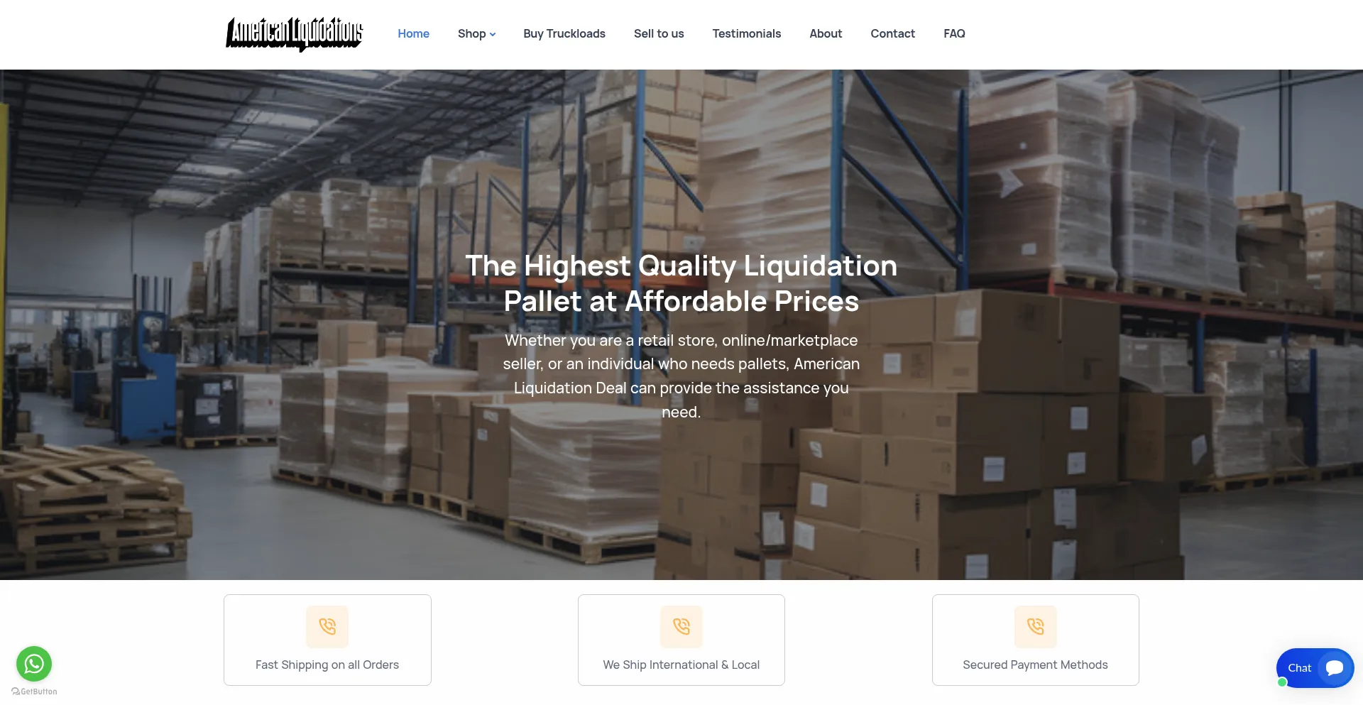 Website screenshot of Americanliquidationdeal.com