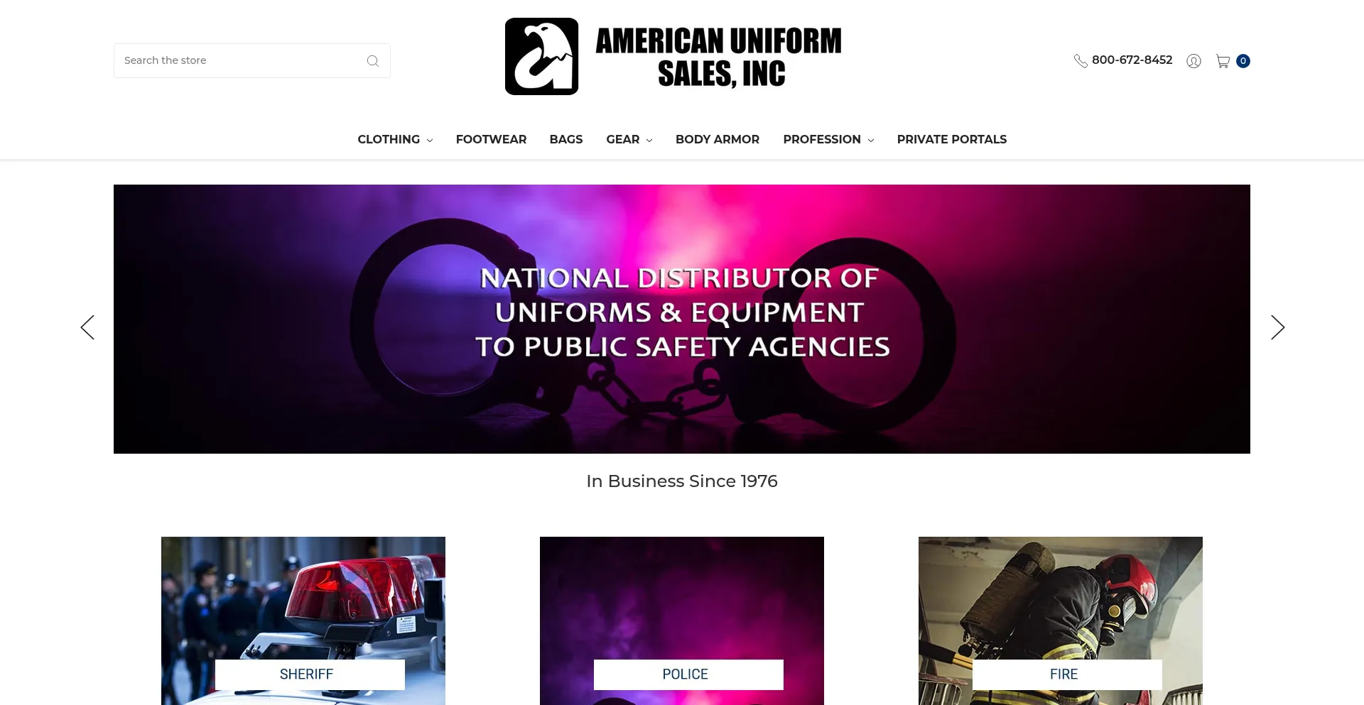 Website screenshot of Americanuniform.com