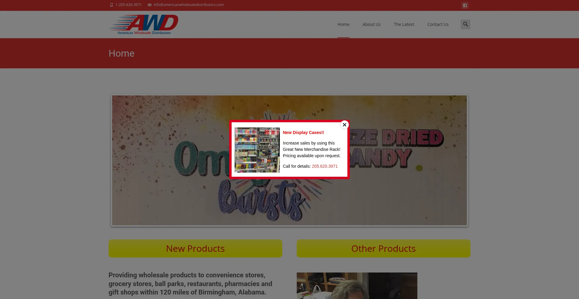 Website screenshot of Americanwholesaledistributors.com