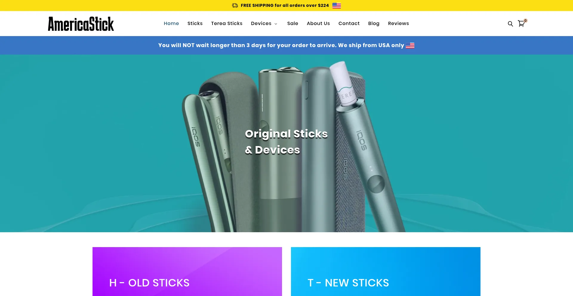 Website screenshot of Americastick.com