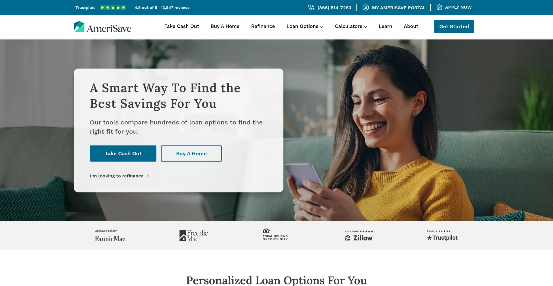 Website screenshot of Amerisave.com