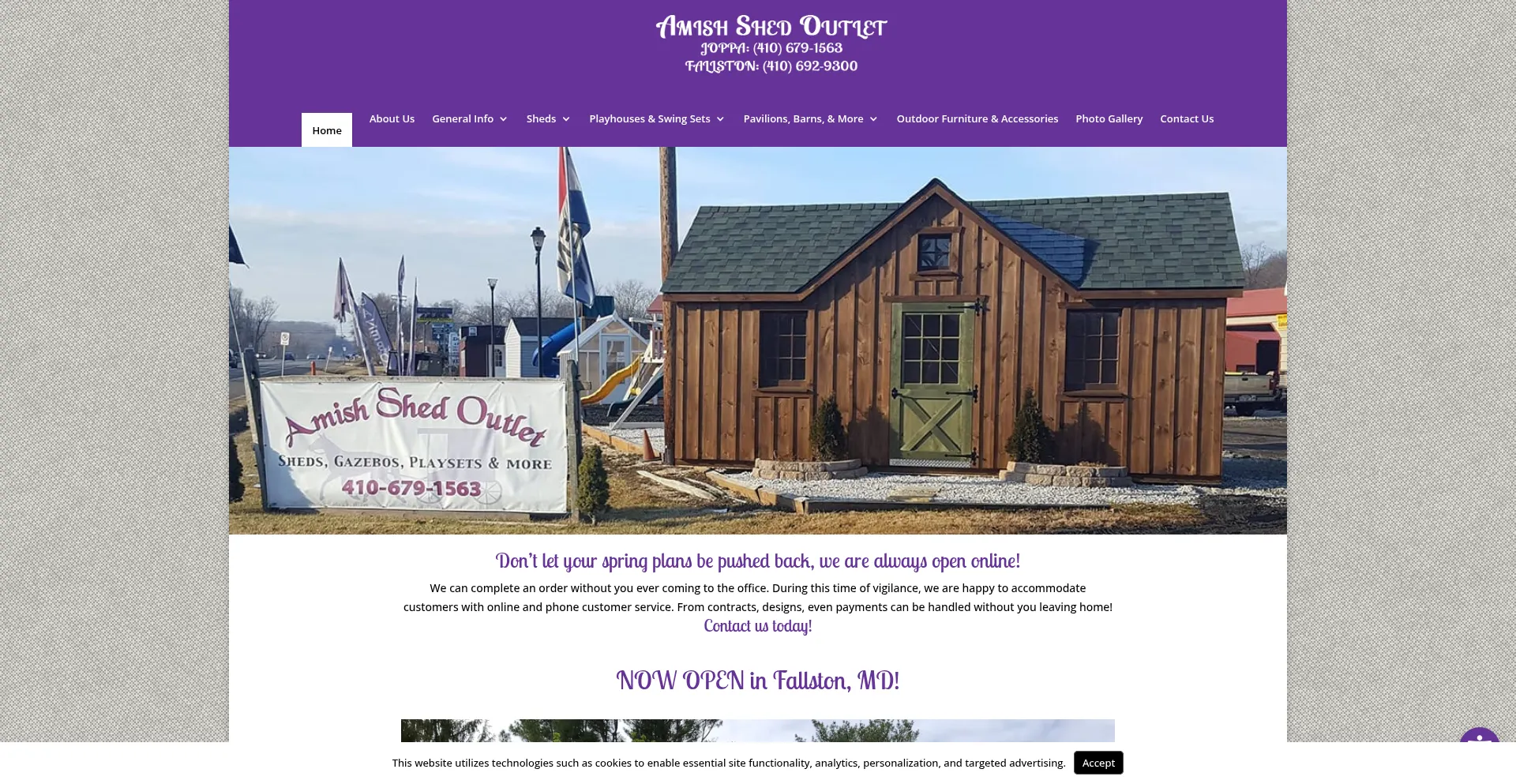 Website screenshot of Amishshedoutlet.com