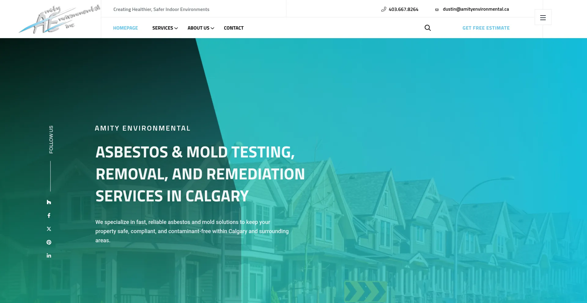 Website screenshot of Amityenvironmental.ca