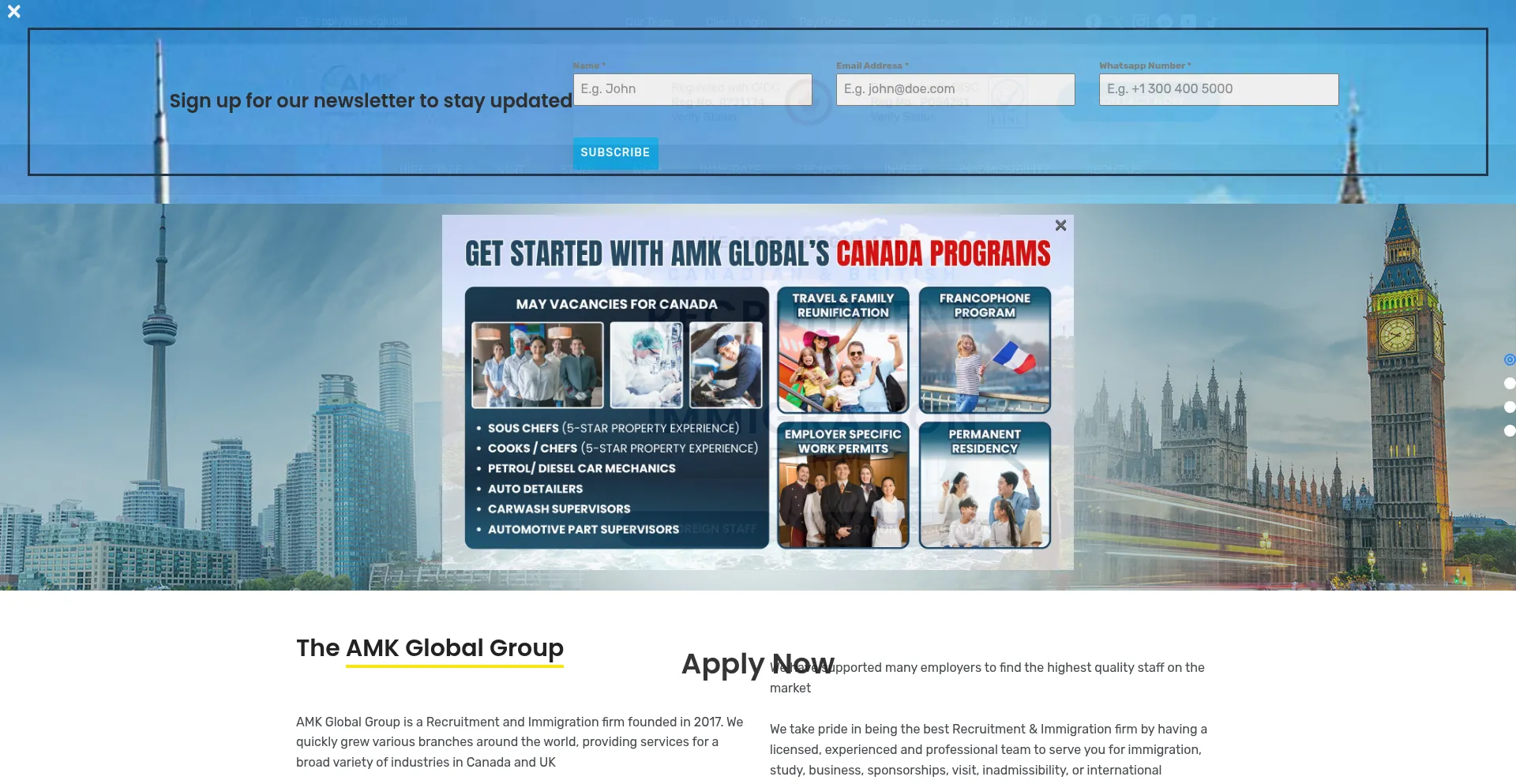 Website screenshot of Amkglobalgroup.com