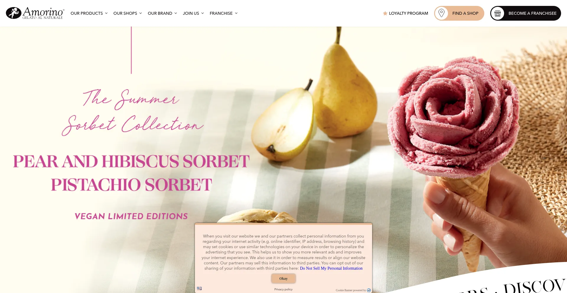 Website screenshot of Amorino.com
