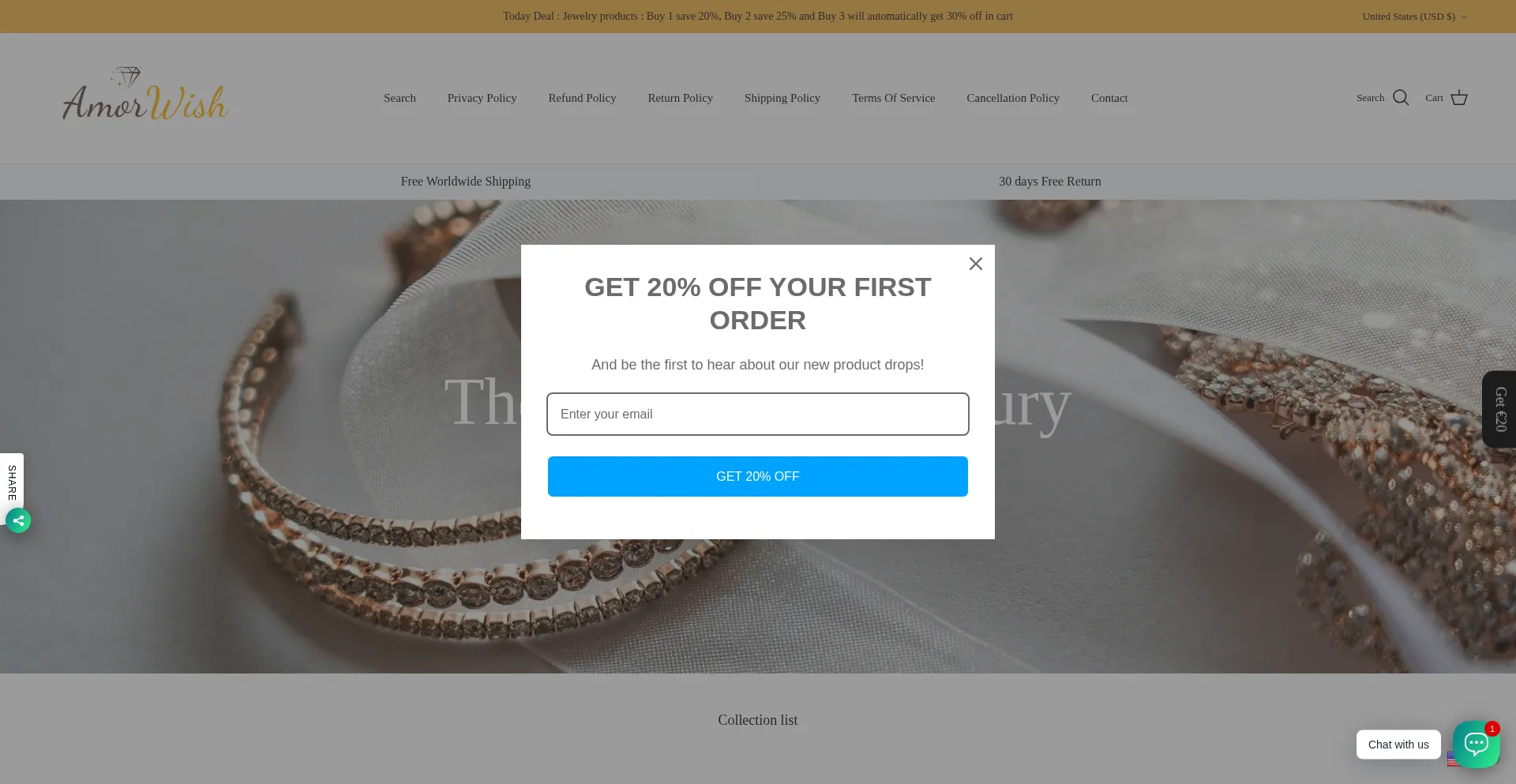 Website screenshot of Amorwish.com