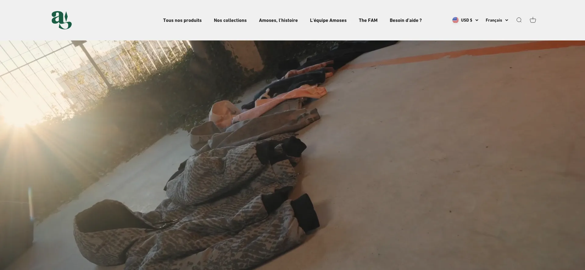 Website screenshot of Amosesclothing.com