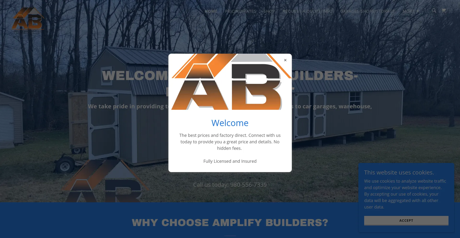 Website screenshot of Amplifybuildingsllc.com