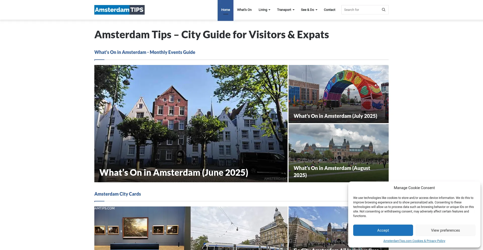 Website screenshot of Amsterdamtips.com